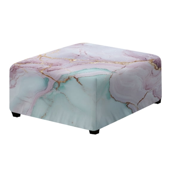 Xoenoiee Marble Print Ottoman Cover Square, Stretch Velvet Ottoman Slipcover Square Soft Storage Ottoman Foot Rest Cover with Elastic Bottom, L