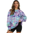 thumbnail image 1 of Xoenoiee Mermaid Scales Print Women Oversized Long Sleeve Shirt Crewneck Pullover Tops Drop Shoulder Y2K Preppy Sweatshirt Fall Clothes, Size L, 1 of 7