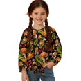 thumbnail image 1 of Xoenoiee Mushroom Berry Maple Leaves Print Long Sleeve Shirts for Girls Thanksgiving Crewneck T-Shirts Kids Soft Long Sleeve Tees Top Twist Knot T Shirts Tie Front Blouses, 9-10 Year, 1 of 7