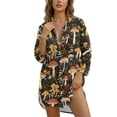 thumbnail image 1 of Xoenoiee Mushroom Flower Print Bathing Suit Cover Up Shirt for Women Button Down Beach Cover Ups Side Split Swimsuit Coverup Lapel Collar Blouse, XL, 1 of 7