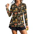 thumbnail image 1 of Xoenoiee Mushroom Flower Print Long Sleeve Golf Polo Shirts for Women V Neck Collared Top UPF 50+ Collar Quick-Dry Breathable Stretch Moisture-Wicking for Sports Tennis Golf, Size XS, 1 of 7