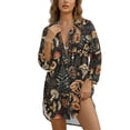 thumbnail image 1 of Xoenoiee Mushroom Leaves Print Summer Dresses for Women 2026 Button Down Swimsuit Coverup Long Sleeve Tshirt Dresses Casual Mini Beach Dress Vacation Outfit, S, 1 of 7