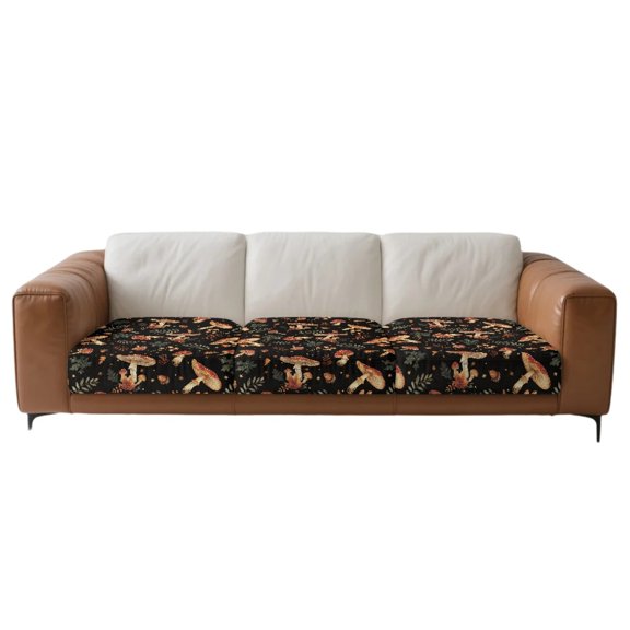 Xoenoiee Mushroom Leaves Star Pattern Couch Cushion Covers 3PC Stretch Sofa Seat Slipcover Sets for Living Room Individual Sofa Cushion Cover Non-Slip Couch Seat Protectors