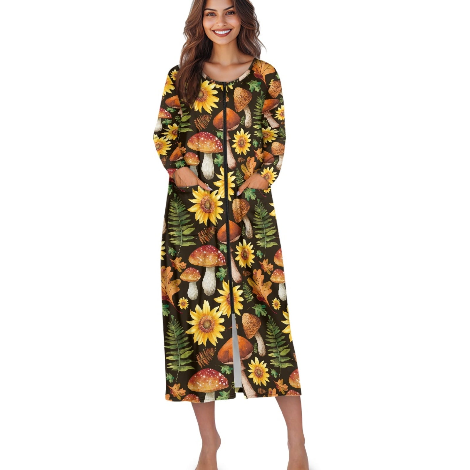 Sunflower Print Women's Robe main image 1