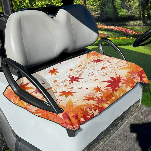 Xoenoiee Music Maple Leaves Pattern Golf Cart Accessories Golf Cart Seat Towel Protector Anti-Hot Decorative Golf Cart Cover for Club Car Universal Fit Machine Washable