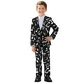 thumbnail image 1 of Xoenoiee Music Note Print Boys' 2-piece Formal Suit Set, Single Breasted Jacket & Straight Leg Dress Pants with Functional Pockets, 9-10 Years, 1 of 7
