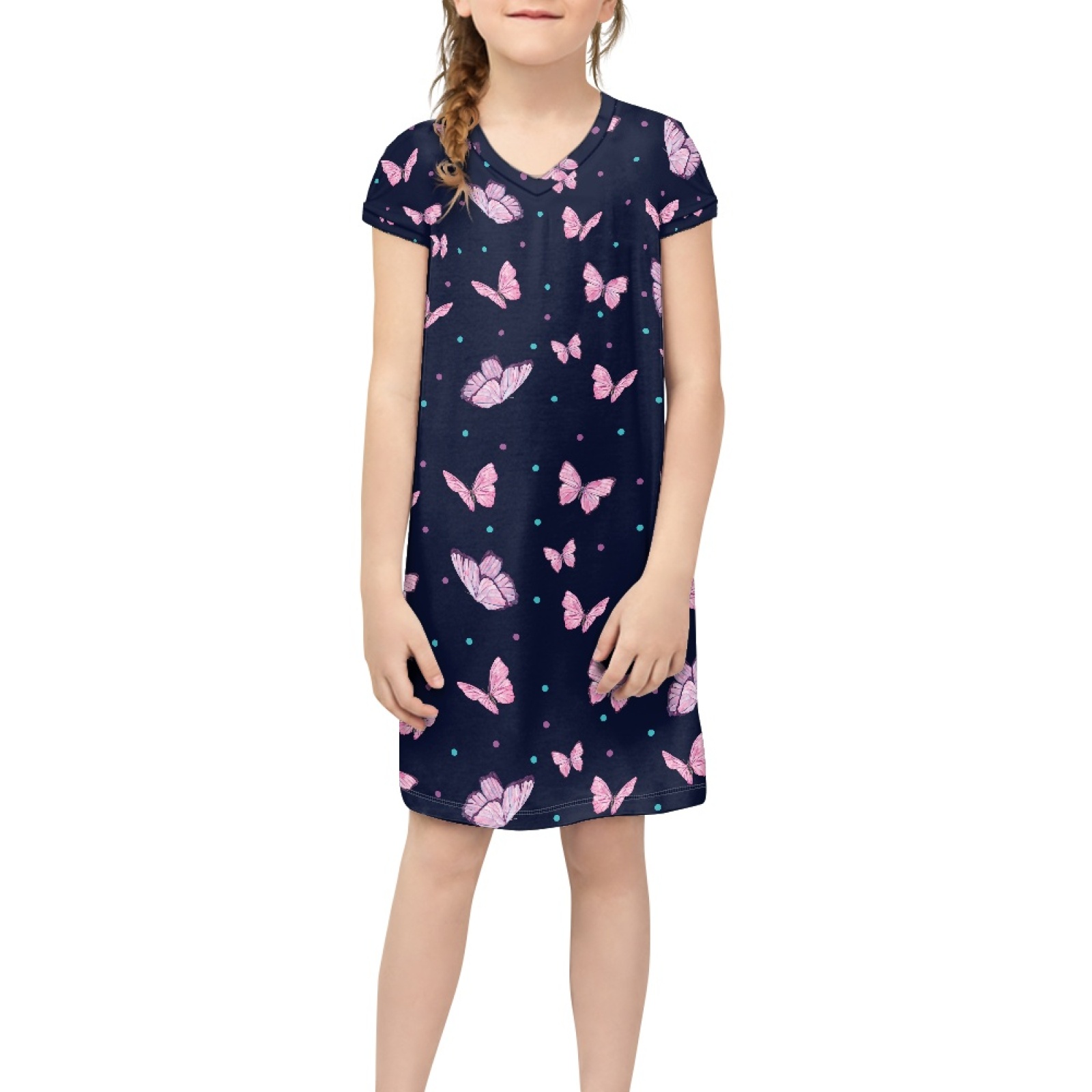 T-shirt Manches Longues Fille 5-12 Ans - Coupe Ample, Col Rond, Ourlet Noué - Imprimés Mignons - Polyester/élasthanne