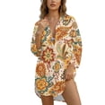thumbnail image 1 of Xoenoiee Paisley Flower Print Womens Swimsuit Coverup Button Down Bathing Suit Cover Up Swimwear Long Sleeve Beach Shirt Dress Plus Size, XL, 1 of 7