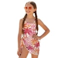 thumbnail image 1 of Xoenoiee Palm Tree Plumeria Flower Pattern Girls One Piece Swimsuits with Cover Up Skirt Teens Bathing Suits Swimsuits Quick Dry Halter Beach Sport UPF 50 Kids Swimwear, 11-12 Years, 1 of 7