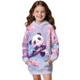 thumbnail image 1 of Xoenoiee Panda Cherry Blossom Print Long Hoodies for Girls Pullover Hoodie Dress Teenagers Lightweight Soft Sweatshirt Tops Graphic Activewear Pullover with Pocket, 7-8 Years, 1 of 7