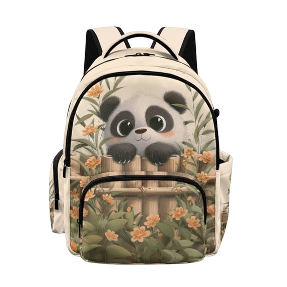 Xoenoiee Panda Fence Flower Leaves Pattern Kids School Backpack for Girls Teens Kindergarten Primary School Bookbag Shoulder Bag Backpacks Teens Casual Travel Daypack Middle School Student Backpack