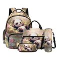 thumbnail image 1 of Xoenoiee Panda Flower Leaves Print 4 Pcs School Backpack Set for Kids Large School Bag with Lunch Box Pencil Case Water Bottle Sleeve, Portable Bookbag Teen Student Back Packs Satchel Bagpack, 1 of 7