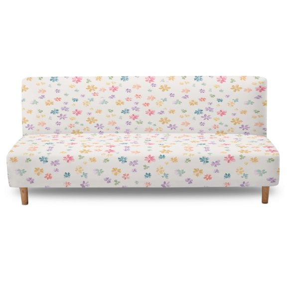Xixirimido Pastel Ditsy Floral Pattern Armless Futon Cover Futon Slipcover Couch Cover Futon Sofa Bed Cover Furniture Protector with Elastic Bottom Machine Washable