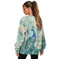 thumbnail image 1 of Xoenoiee Peacock Butterfly Flower Print Graphic Sweatshirts for Women Crewneck Long Sleeve Pullover Y2K Tops with Pockets 2025 Fall Casual Cute Clothes, Size 2XL, 1 of 7