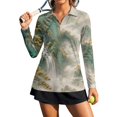thumbnail image 1 of Xoenoiee Pine Tree Mountain Waterfall Print Women's V-Neck Golf Shirts Lightweight Collared Top Long Sleeve Polo Shirts Soft and Breathable for Tennis Pickleball Casual Office Running, Size XS, 1 of 7