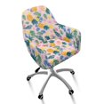 thumbnail image 1 of Xoenoiee Pineapple Flower Palm Leaves Pattern Stretch Curved Back Dining Chair Covers with Armrests, Elastic Office Chair Slipcovers, Swivel Armchair Cover Protector for Vanity Living Room Bedroom, 1 of 7