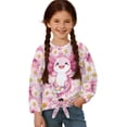 thumbnail image 1 of Xoenoiee Pink Axolotl Daisy Print Girls Long Sleeve Tees Soft Tie Hem T-Shirts Kids Basic Crewneck T-Shirts Top for Teen Youth Girls, 7-8 Year, 1 of 7