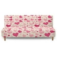 thumbnail image 1 of Xoenoiee Pink Heart Love Dot Print Stretch Futon Slipcover Armless Futon Bed Cover Valentine's Day Decor Furniture Protector Without Armrests with Elastic Bottom, Soft Jacquard Armless Futon Cover, 1 of 7