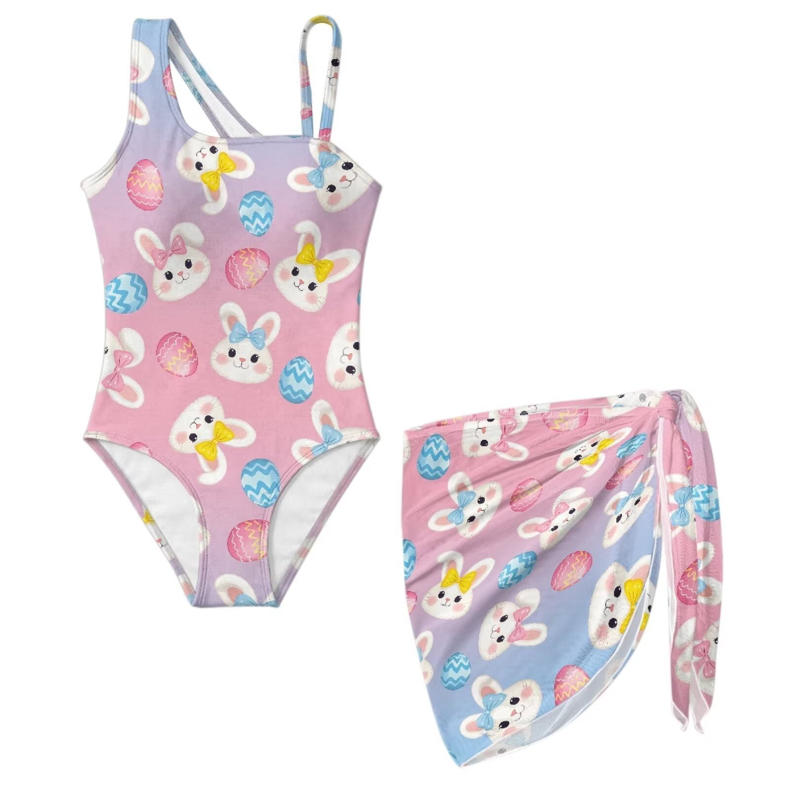 Jessica Rabbit Bathing Suit Xoenoiee Pink Rabbit Bunny Egg Print Girls Swimsuit with Cover Up Skirt ...