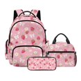 thumbnail image 1 of Xoenoiee Pink Strawberry Bow Daisy Flower Print 3 Pieces Backpack School Bag and Lunch Box Set with Pencil Case for Middle School Teenage Bookbag Heavy Duty Schoolbag Laptop Bags Daypack for Girls, 1 of 6