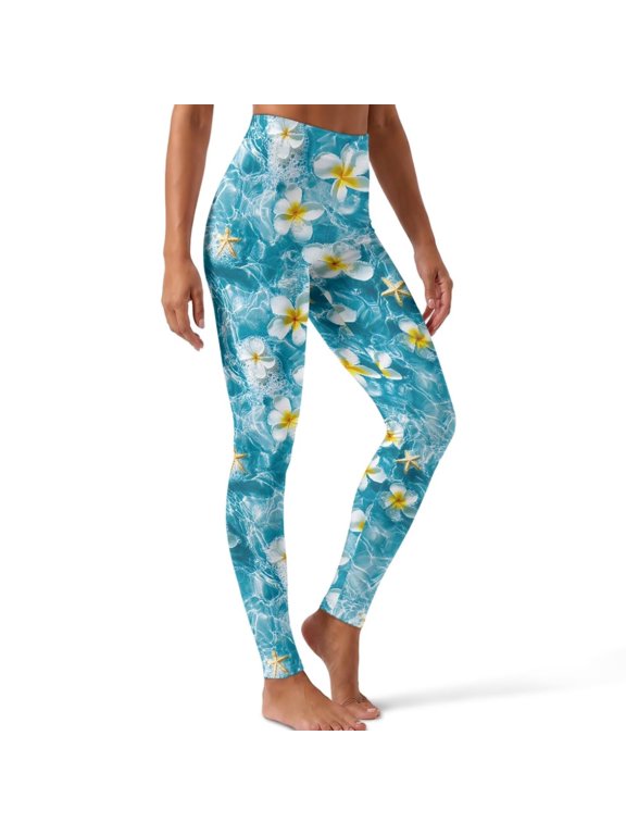 Plumeria Flower Starfish Water Pool High-Rise Active Leggings