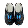 thumbnail image 1 of Xoenoiee Plush Warm Slippers for Winter with Non-Slip Sole for Women Men Bedroom Shoes Full Toe Indoor Outdoor Slip-On Cosy House Shoes, Butterfly Blue Pattern, 12-13 W/11-12 M, 1 of 1