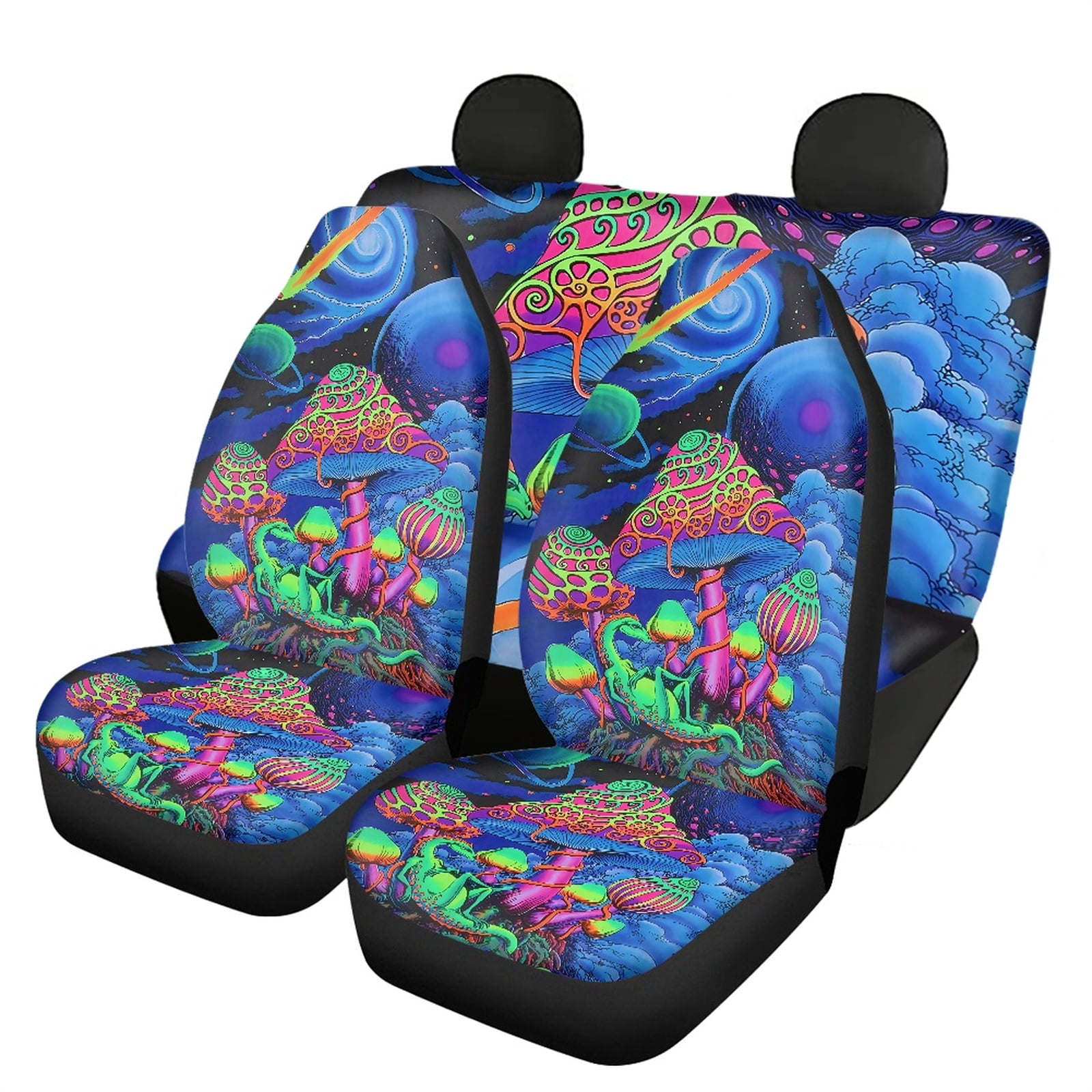 Xoenoiee Psychedelic Planets Mushroom Car Seat Cover Full Set