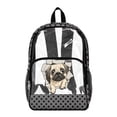 thumbnail image 1 of Xoenoiee Pug Dog Polka Dot Print 17 Inch Clear Backpack PVC See Through Transparent Bookbag with Padded Straps, Large Capacity School Bag for Girls Elementary Middle School Travel Daypack, 1 of 7