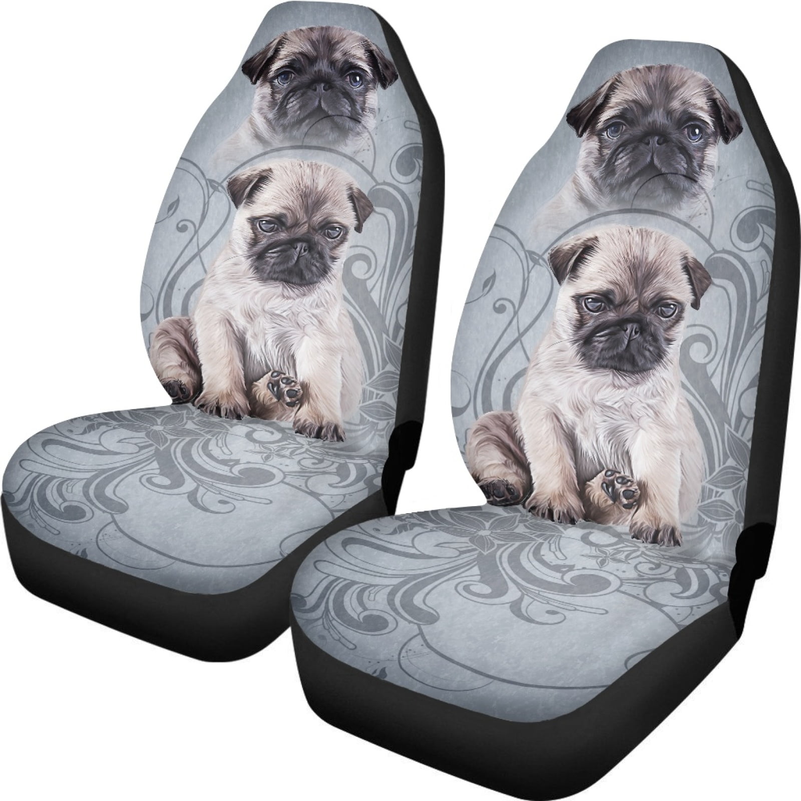 Xoenoiee Pug Dog Print Universal Car Seat Covers Front Seats Only 2