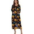 thumbnail image 1 of Xoenoiee Pumpkin Bat Moon Star Print Women Long House Coat Halloween Zipper Front Robes Full Length Nightgowns with Pockets Loungewear Bathrobe, S, 1 of 6