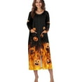 thumbnail image 1 of Xoenoiee Pumpkin Fire Print Women Zipper Robes Full Length Nightgown Bathrobe Halloween Lightweight House Coat with Pockets Long Sleeves Loungewear, M, 1 of 7