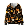 thumbnail image 1 of Xoenoiee Pumpkin Maple Leaves Print Full Zip Hoodies Long Sleeve Shirts Thanksgiving Lightweight Sweatshirt Trendy Hooded Tops for Kids Fall Outfits Athletic Coat Jacket with Pocket, 6-7 Years, 1 of 7