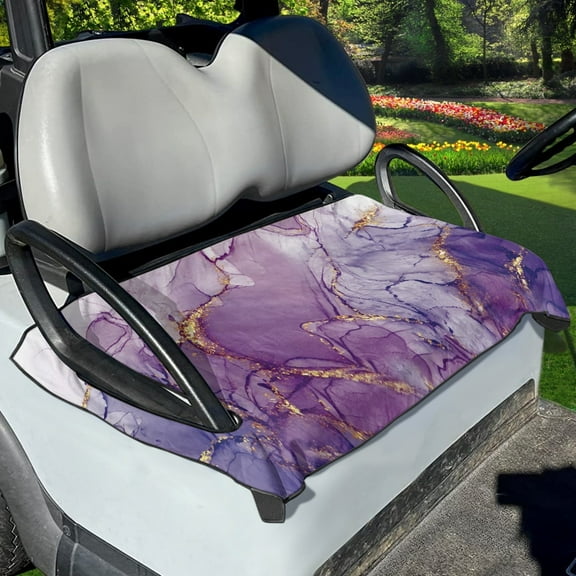 Xoenoiee Purple Abstract Marble Pattern Golf Cart Accessories Universal Fit Golf Cart Seat Towel Protector Machine Washable Anti-Hot Golf Cart Cover for Club Car EZGO