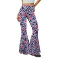 thumbnail image 1 of Xoenoiee Purple Flower Leopard Print Bootcut Yoga Pants for Women Ladies Tummy Control Workout Yoga Pants High Waisted Bootleg Pants Flare Leggings, 2XL, 1 of 7