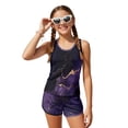 thumbnail image 1 of Xoenoiee Purple Golden Marble Print Girls Swimsuit Two Piece Bathing Suit Round Neck Tankini Tops with Boyshort Girls Swimsuits Swimwear, 8-9 Years, 1 of 7