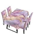 thumbnail image 1 of Xoenoiee Purple Golden Marble Print Table Cover and Chair Slipcovers Set of 5, Removable 55x82 Inch Rectangle Tablecloth with Chair Covers, Water-Resistant Furniture Protectors, Machine Washable, 1 of 6