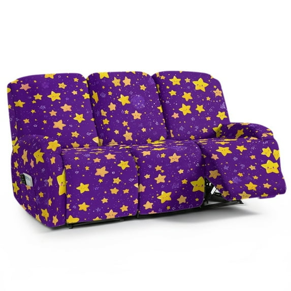 Xoenoiee Purple Star Pattern Recliner Sofa Cover, Stretch Reclining Couch Covers with Pockets, Washable Lazy Boy Recliner Slipcovers, Leakproof Sofa Protector for Kids, Pets, Dog and Cat