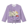 thumbnail image 1 of Xoenoiee Purple West Highland terrier Print Girls Long Sleeve Shirts Casual Crew Neck Tops Basic Tunic Blouses Tie Front Knot Tops Sweatshirt, Size 5-6 Year, 1 of 7