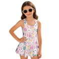 thumbnail image 1 of Xoenoiee Rabbit Bunny Egg Print Girls One Piece Swimsuit Easter Sleeveless Bathing Suit with Skirt UPF 50+ Kids Rash Guard Beach Swimwear Swim Dress, Size 6-7 Years, 1 of 7