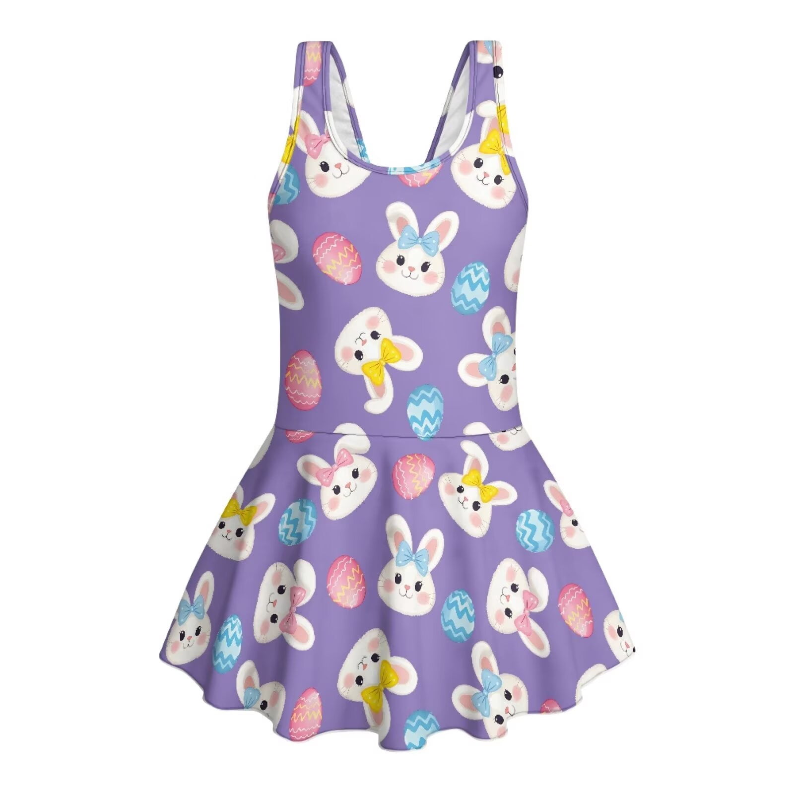 Xoenoiee Rabbit Bunny Egg Print One Piece Swimsuits for Girls Modest ...
