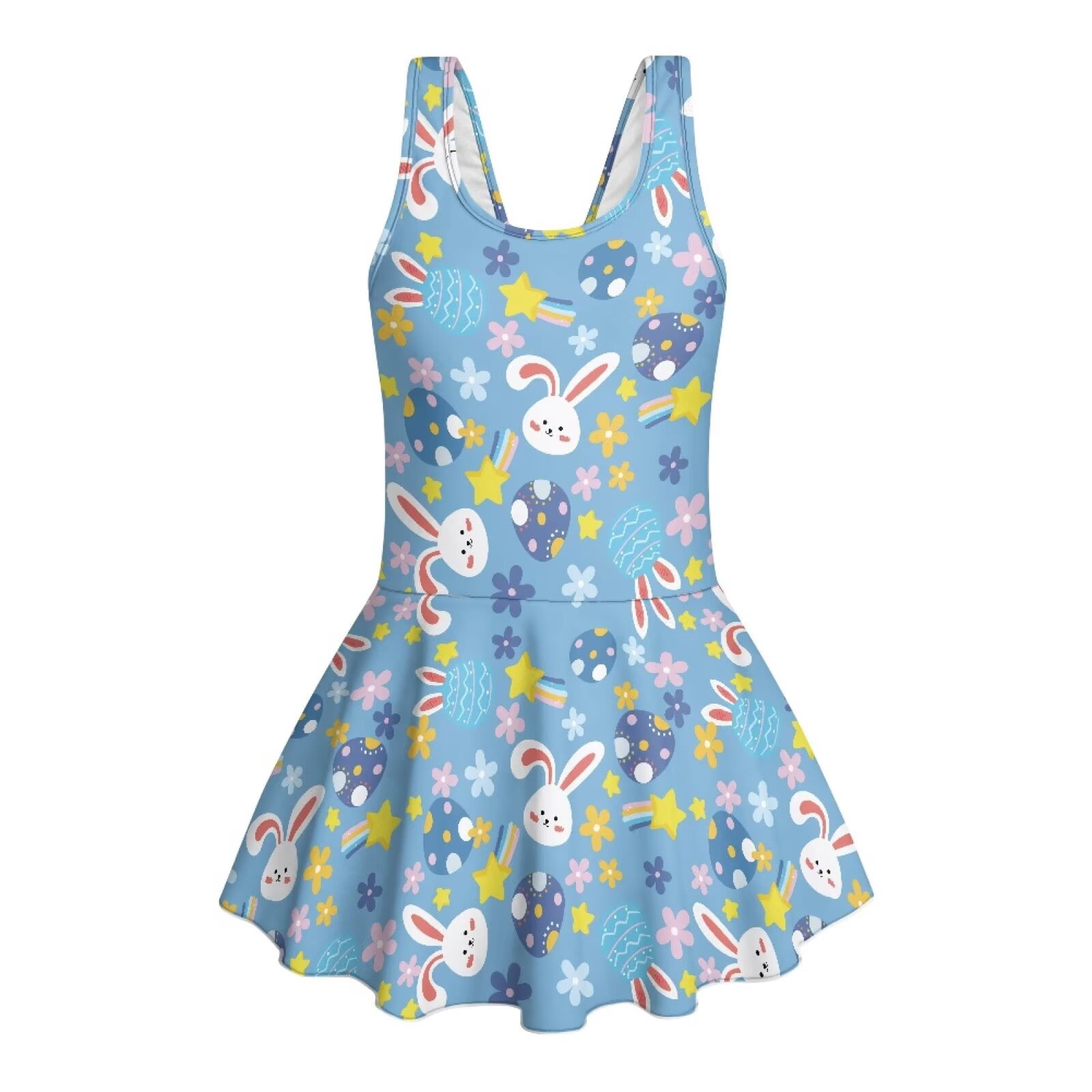 Xoenoiee Rabbit Bunny Egg Star Flower Print Girls Swimsuits Kids One ...