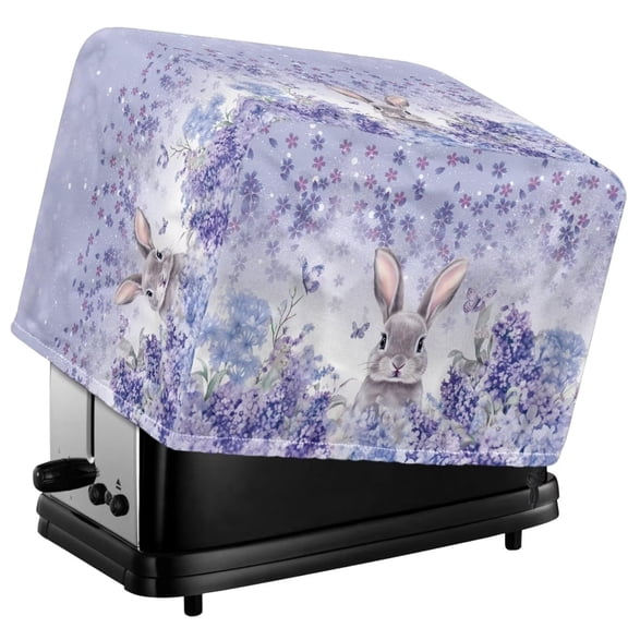 Xoenoiee Rabbit Butterfly Cherry Blossom Print Toaster Cover 2 Slice Dustproof Bread Maker Cover Easter Decor Fingerprint Bakeware Protection Toaster Bag Reusable Kitchen Small Appliance Cover, S