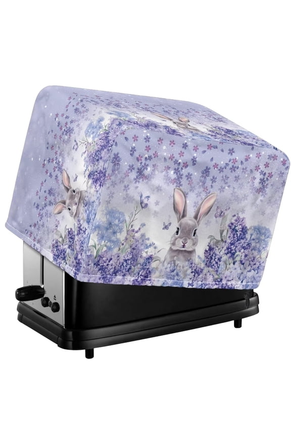 Rabbit Butterfly Cherry Blossom Print Toaster Cover 2 Slice Dustproof Bread Maker Cover Easter Decor Fingerprint Bakeware Protection Toaster Bag Reusable Kitchen Small Appliance Cover, S