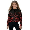 thumbnail image 1 of Xoenoiee Red Bat Print Girls Half Zipper Pullover Sweatshirt Halloween Long Sleeve Hoodies with Kangaroo Pocket Fleece Basic Sweater, Size 5-6 Years, 1 of 7