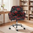 thumbnail image 1 of Xoenoiee Red Rose Spider Web Pattern Office Arm Chair Cover Swivel Dining Chair Slipcover Curved Back Armrest Chair Covers Stretch Desk Chair Protector Cover for Home Office, 1 of 7