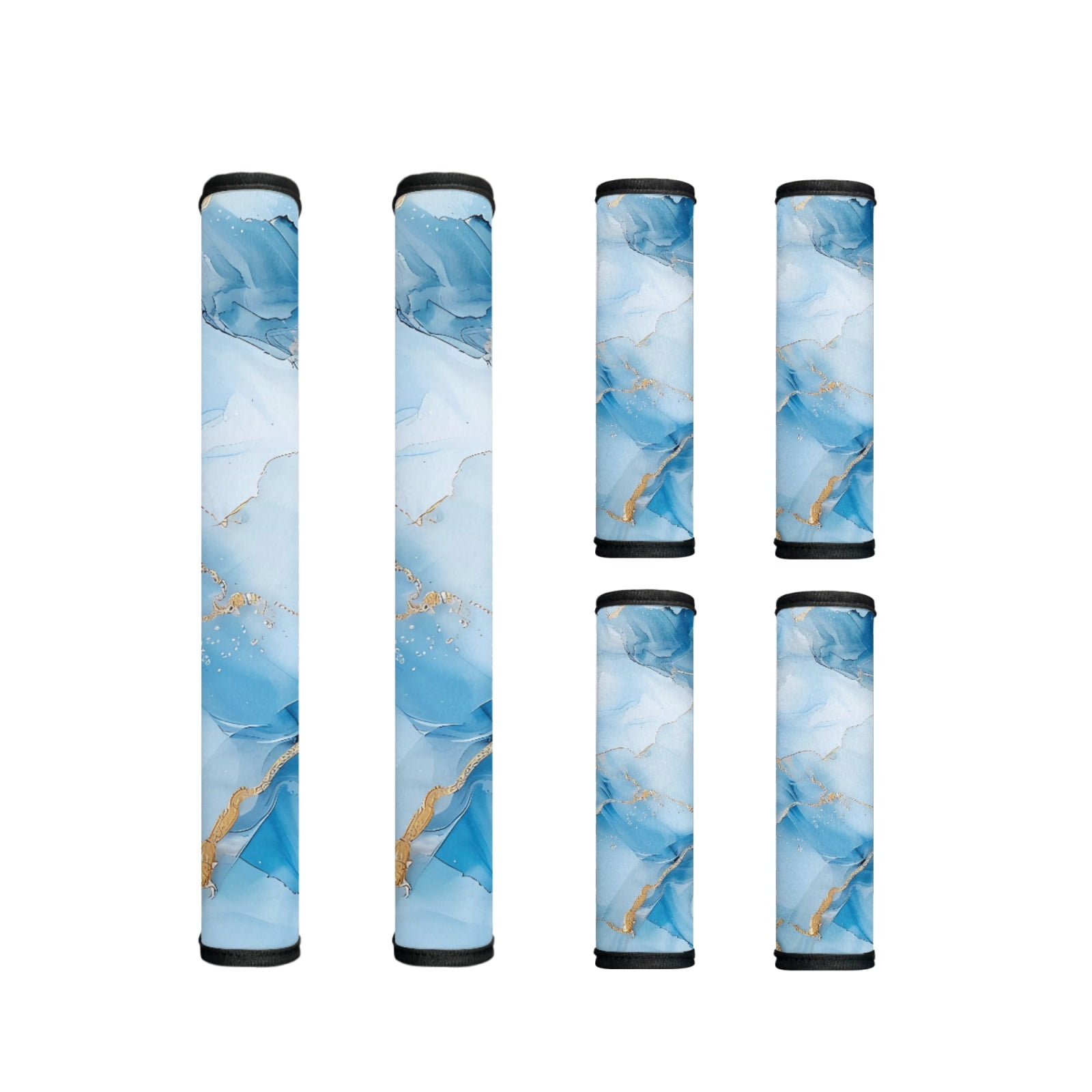 Xoenoiee Refrigerator Door Handle Covers Set of 6 Anti-static Gloves Reusable Fridge Microwave Dishwasher Kitchen Home Appliance Decor with Hook and Loop Fastener, Blue White Golden Marble