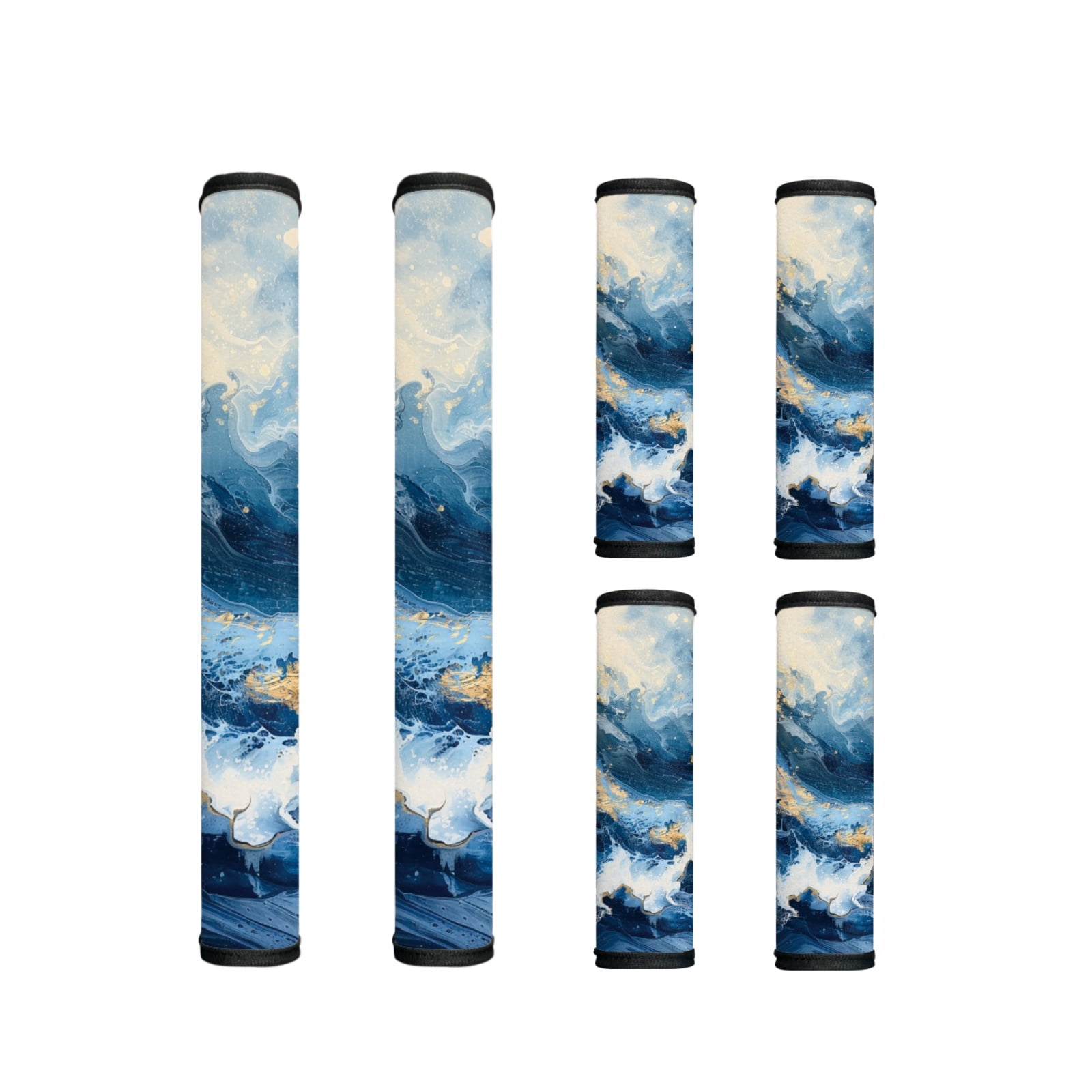 Xoenoiee Refrigerator Door Handle Covers Set of 6 Pack Soft Home Decor Fridge Microwave Dishwasher Kitchen Appliance Gloves Keep Off Fingerprints Food Stains, Blue White Marble