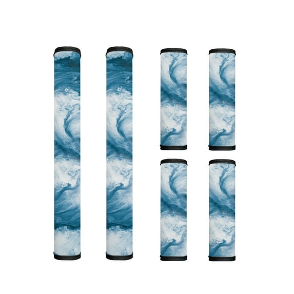 Xoenoiee Refrigerator Door Handle Wraps Kitchen Appliance Handle Covers Protector for Fridge Microwave Dishwasher Washable Anti-static Home Decors, Blue White Marble