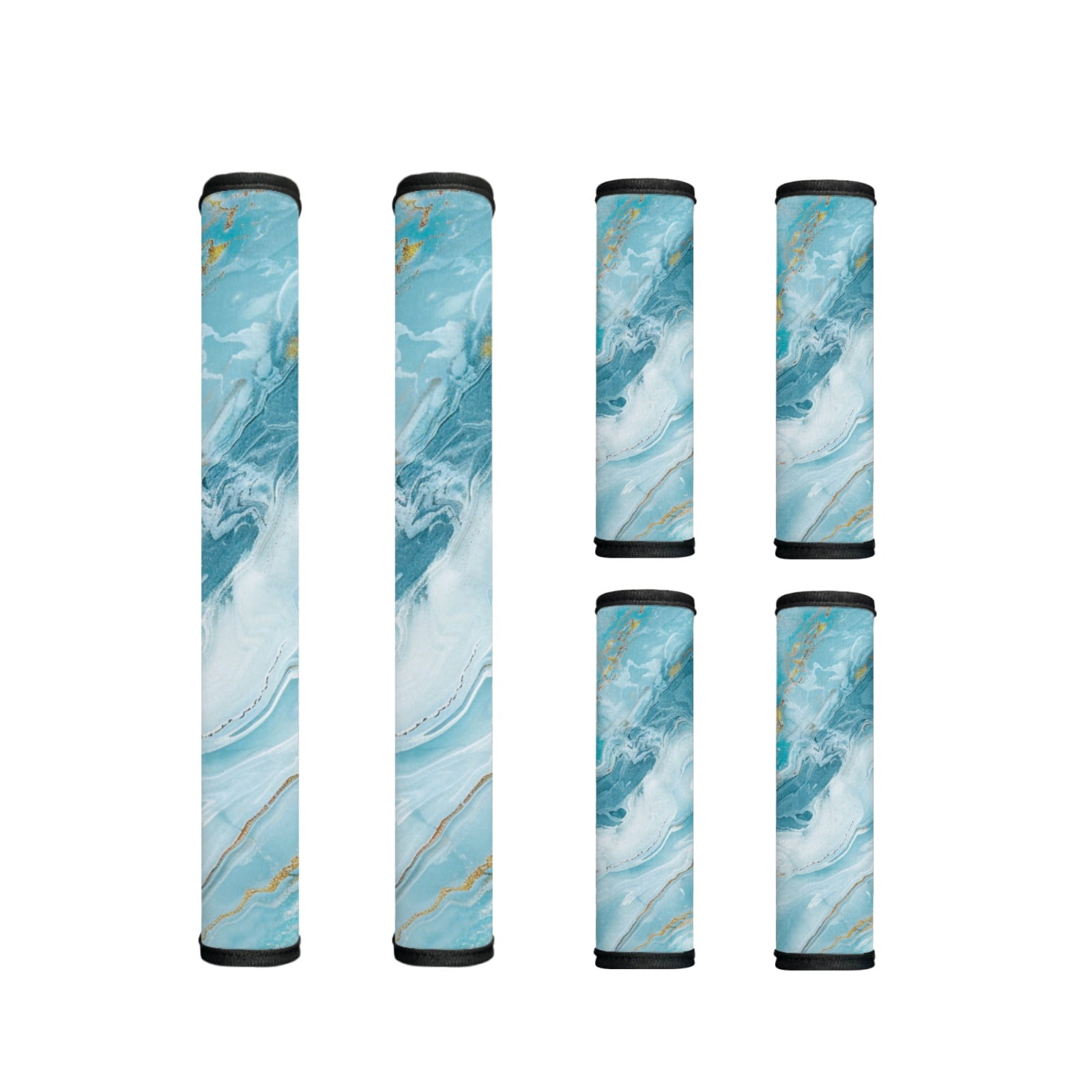Xoenoiee Refrigerator Door Handle Wraps Set of 6 Lightweight Neoprene Kitchen Appliance Decor Replacement Sturdy Handle Covers Fit Fridge Microwave Oven, Aqua White Golden Marble