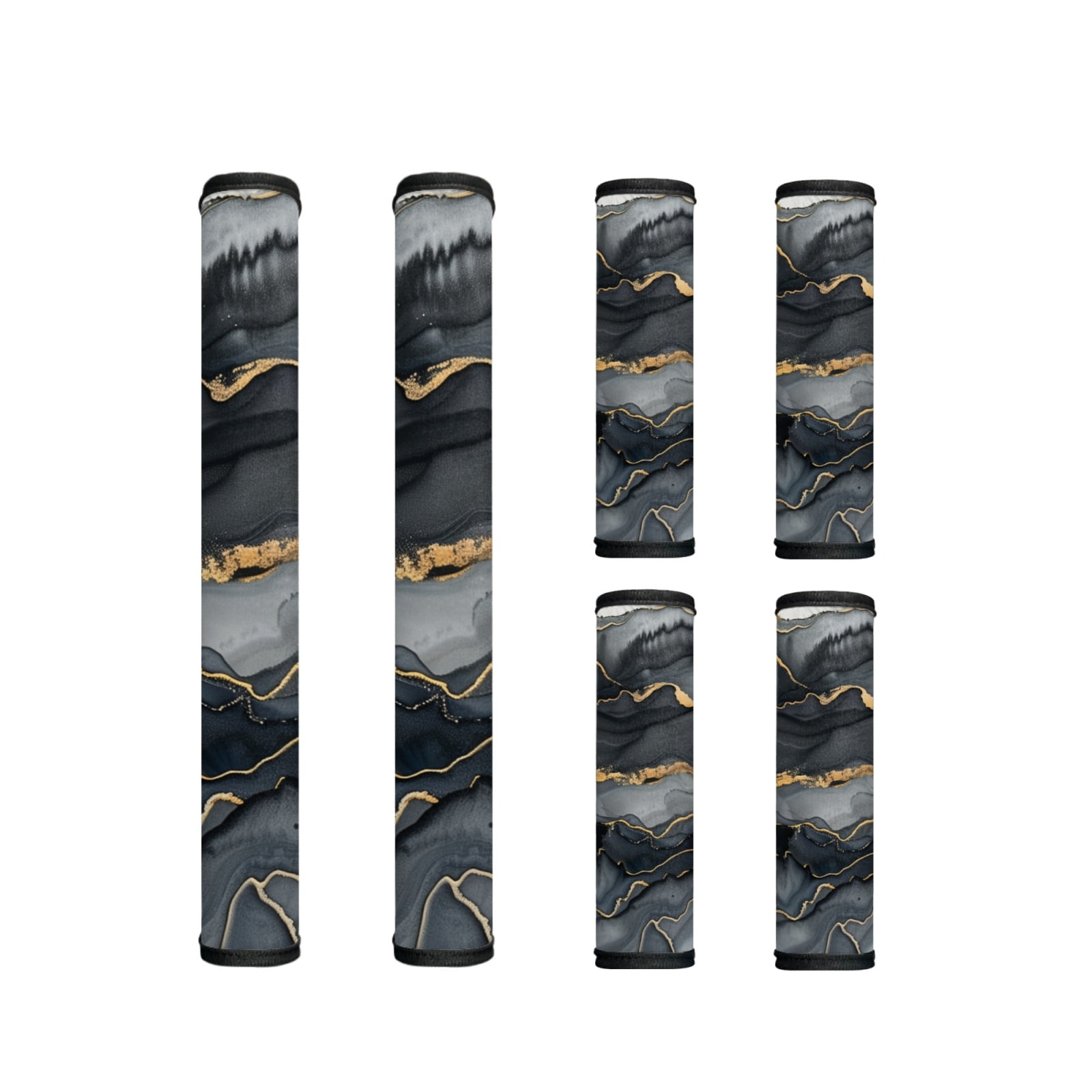 Xoenoiee Refrigerator Door Handle Wraps Set of 6 Washable Anti-static Protective Covers Reusable Fridge Microwave Dishwasher Kitchen Appliance Decor Covers, Black Golden Marble